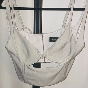 White Fox Cream Corset Top